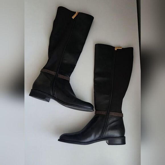 🌸Michael Kors Leather Tall boots Black/Brown Size 7.5 - Picture 1 of 10